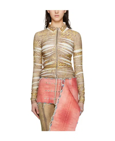 Diesel C-adonis Draped Zip Shirt In Nude