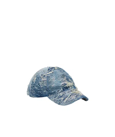 DIESEL DIESEL C-ASSIDY DISTRESSED DENIM BASEBALL CAP