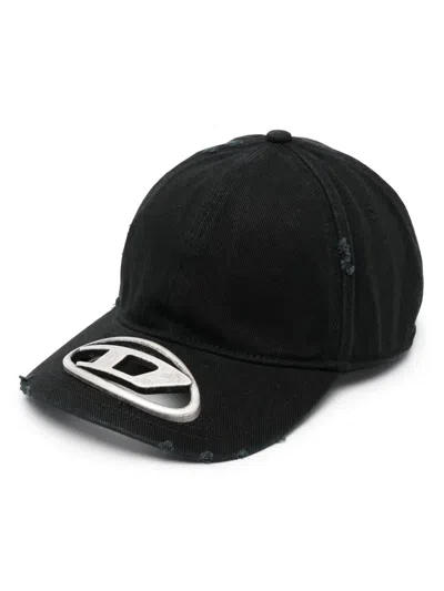 Diesel Oval-d Cotton Baseball Cap In Black