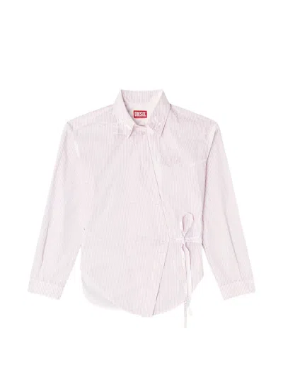 Diesel C-delphos Striped Shirt In Pink