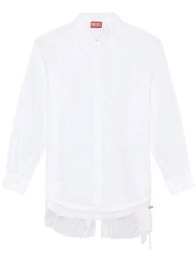 Diesel C-entel Layered Cotton Shirt In White
