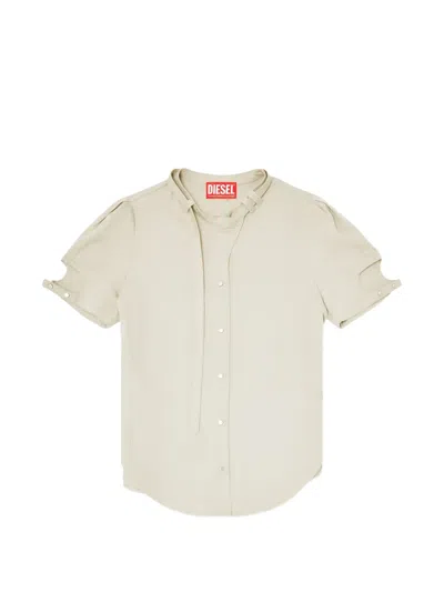 Diesel C-india Cut-out Neck-strap Shirt In Neutral