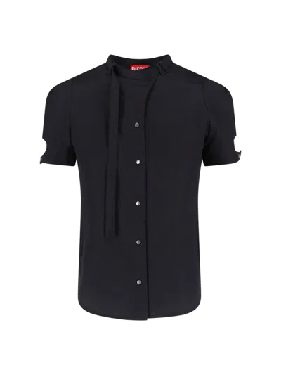Diesel Black Lyocell Cut-out Shirt