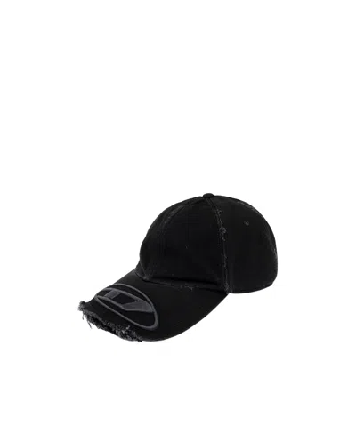 Diesel C-jarl Logo-patch Cotton Cap In Black