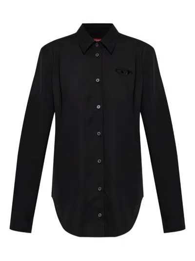 Diesel C-ronor Logo-embroidered Shirt In Black