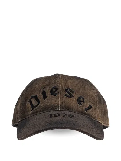 Diesel C-selgot Embroidered Baseball Cap In Brown