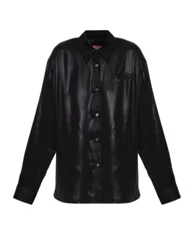 Diesel C-simplier Buttoned Logo Shirt In Black