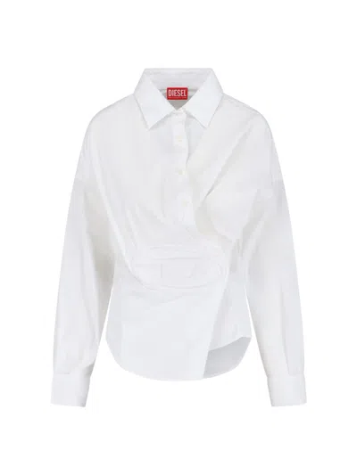 Diesel White C-siz-n1 Draped Shirt