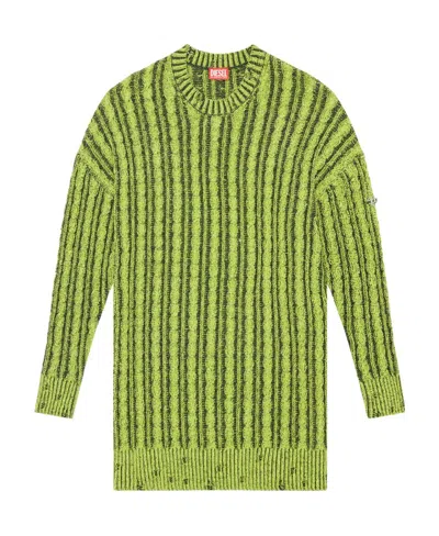 Diesel Cable-knit Round-neck Jumper In Green