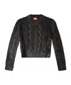 Diesel Cable Knit Crewneck Sweater In Black