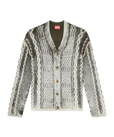 Diesel Treated Cable-knit Cardigan In Multi