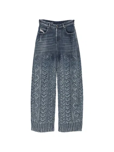 Diesel Cable-knit Print Jeans In Navy