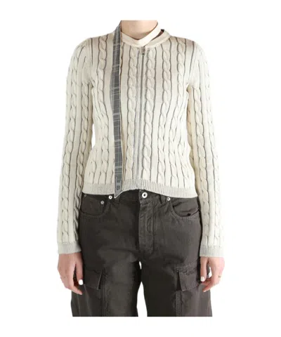 Diesel Cable-knit Zip Cardigan In Neutral