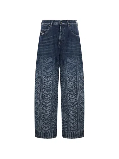 Diesel Cable-print Wide-leg Jeans In Multi