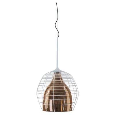 Pre-owned Diesel Cage Large Suspension Lamp In White-bronze By  Living With Lodes In Transparent