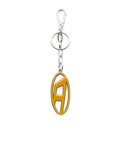 Diesel Cage-d Logo-charm Keyring In Orange/black