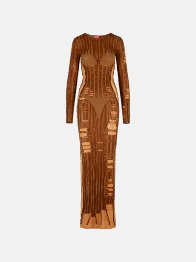 Diesel 'calimera' Brown Cotton Blend Dress