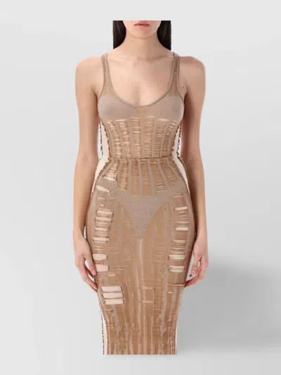 Diesel Calipso Body Silhouette Midi Scoop Sleeveless In Beige