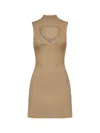 Diesel Women Camel Ribbed Wool M-oloni-short Minidress In Green