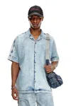 Diesel Camicia Bowling In Denim Con Oval D In Blu