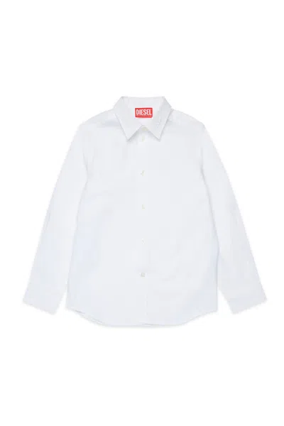 DIESEL CLASSIC POPLIN SHIRT BRANDED WITH LOGO ON COLLAR