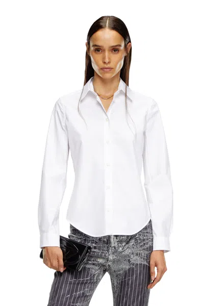 Diesel Camicia Con Colletto Ricamato In White