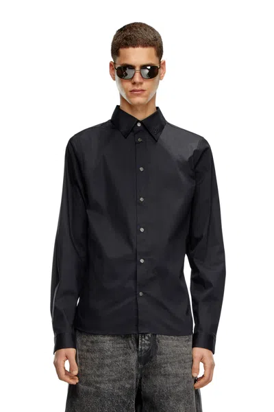 Diesel Camicia Con Logo Ricamato Sul Colletto In Black