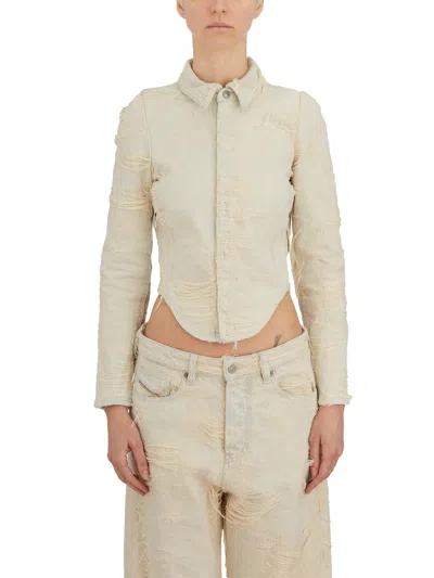Diesel Camicia Corta In Cotone In Neutral