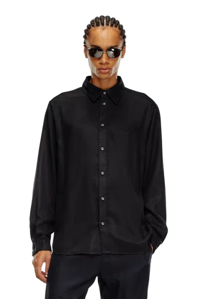 Diesel Fluid Shirt With Logo Embroidery In Black