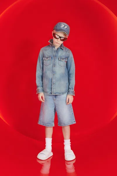 Diesel Kids' Long-sleeve Denim Shirt In Blue