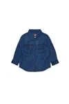 Diesel Camicia In Denim Leggero Blu Con D Ricamata In Blue