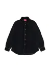 Diesel Camicia In Denim Nero Con Maxi Logo Oval D In Black