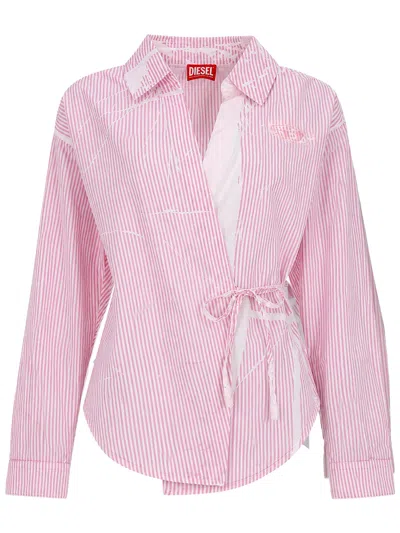 Diesel Camicia In Popeline Avvolgente In Pink