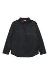 Diesel Camicia In Popeline Lucido Con Logo Sul Colletto In Black
