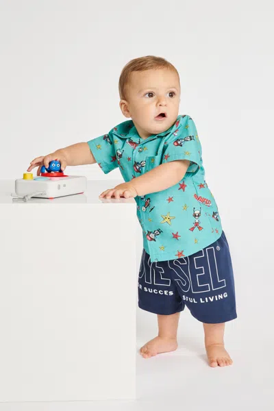 Diesel Kids' Short-sleeved Shirt With Logo In Multi
