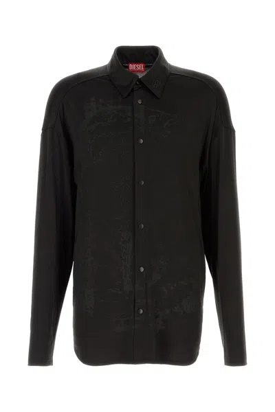 DIESEL CAMICIA S-FREDERIC IN ACETATO STRETCH NERO  UOMO