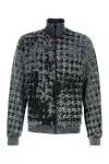 Diesel High Collar Textured Jacket With Ribbed Cuffs And Hem In Multi