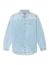 Diesel D-simply Logo-embroidered Denim Shirt In Blue