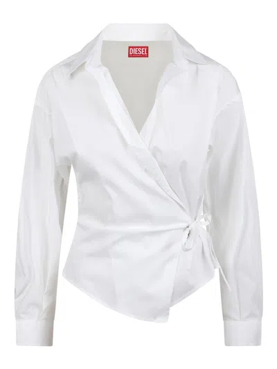 Diesel Wrap Design Shirt With Tie Detail In White