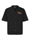 Diesel Bowling Shirt With Bleached Effect In Black