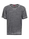 Diesel 't-boxt' Grey Crewneck T-shirt With Contrasting Stitching And Oval D Logo Plaque On The Front In Grey