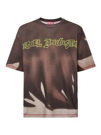 Diesel Dark Brown Graphic T-shirt In Multi