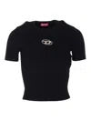 Diesel Women T-uncutie-long-od-q1 Slim T-shirt In Black Organic Jersey In Black
