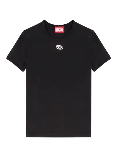 Diesel Slim-fit Stretch Cotton T-shirt With Metallic Oval D Logo In Brown