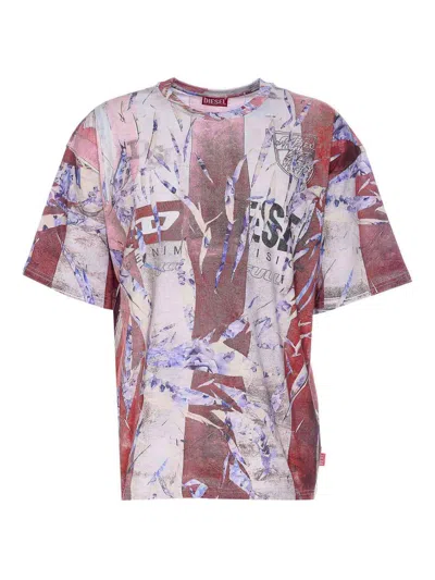 Diesel Multicolor T-shirt With Faded Logo On The Front And Back