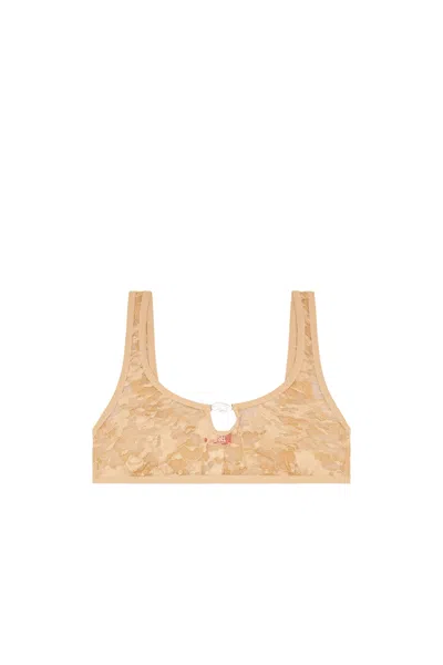 Diesel Camo Lace Bralette With Oval D Plaque In Brown