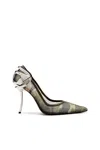 Diesel D-ten & Half-camo-mesh Pumps With Curved Heel In Green