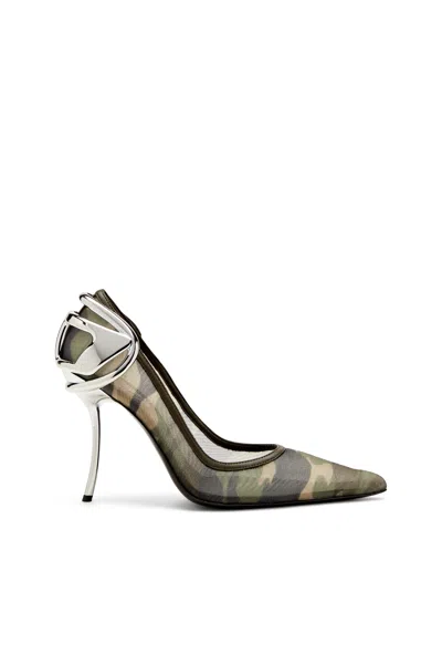 DIESEL D-TEN & HALF-CAMO-MESH PUMPS WITH CURVED HEEL