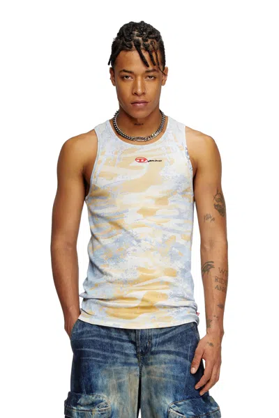 Diesel Camo Tank Top In Stretch Cotton In Multicolor