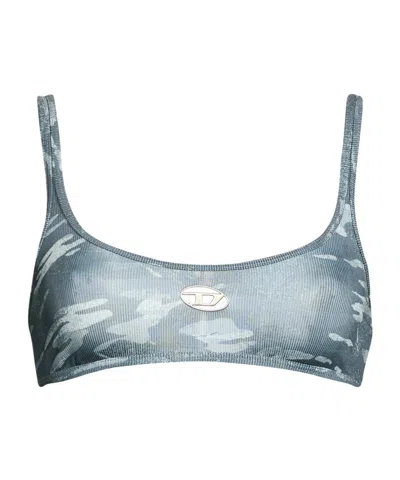 Diesel Camouflage Bikini Top In Gray